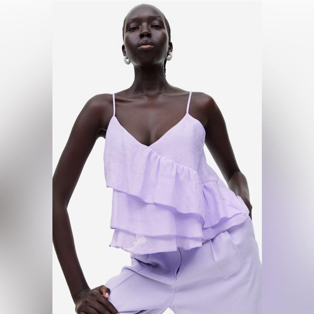 H&M Ruffled Strappy Top in Light Purple